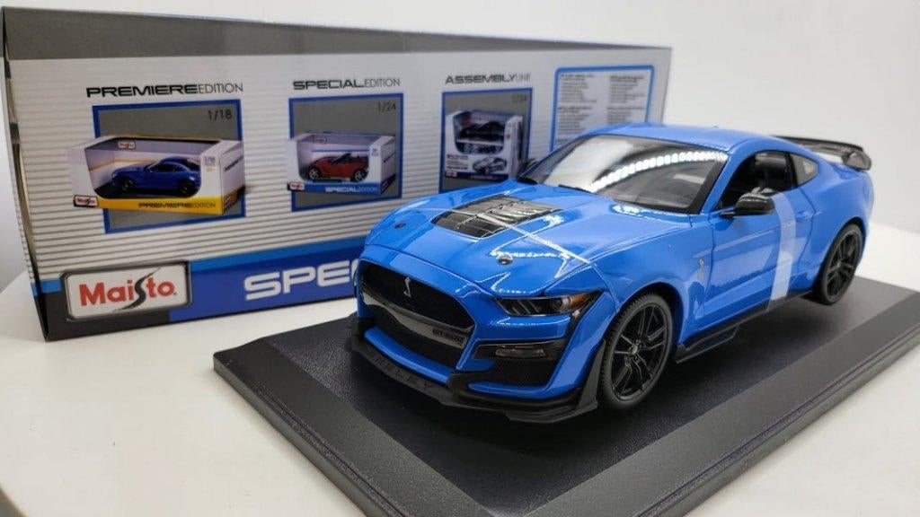 Ford Mustang Shelby GT500, blauw, 2020, Hobby en Vrije tijd, Modelauto's | 1:18, Ophalen of Verzenden, Nieuw, Auto, Overige merken