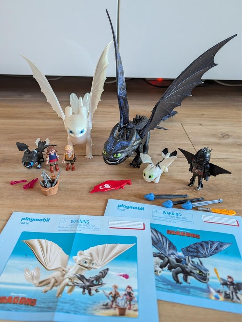 Playmobil Dragons 70038 en 70037 - Tandloos en Lichte Furie, Ophalen, Zo goed als nieuw