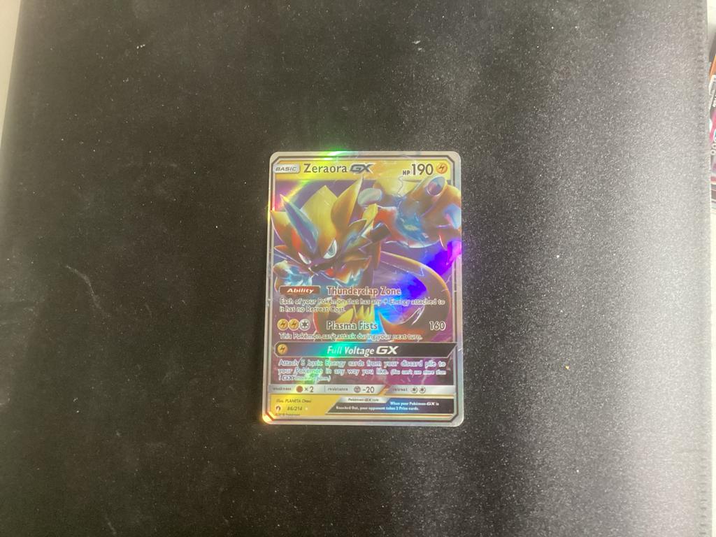 Pokémon kaart Zeraora GX, Ophalen of Verzenden, Gebruikt, Losse kaart, Foil