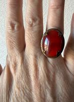 M158/Grote Bijzondere Bronzen CARNEOOL foto Ring, Gebruikt, Verzenden, Oranje, X