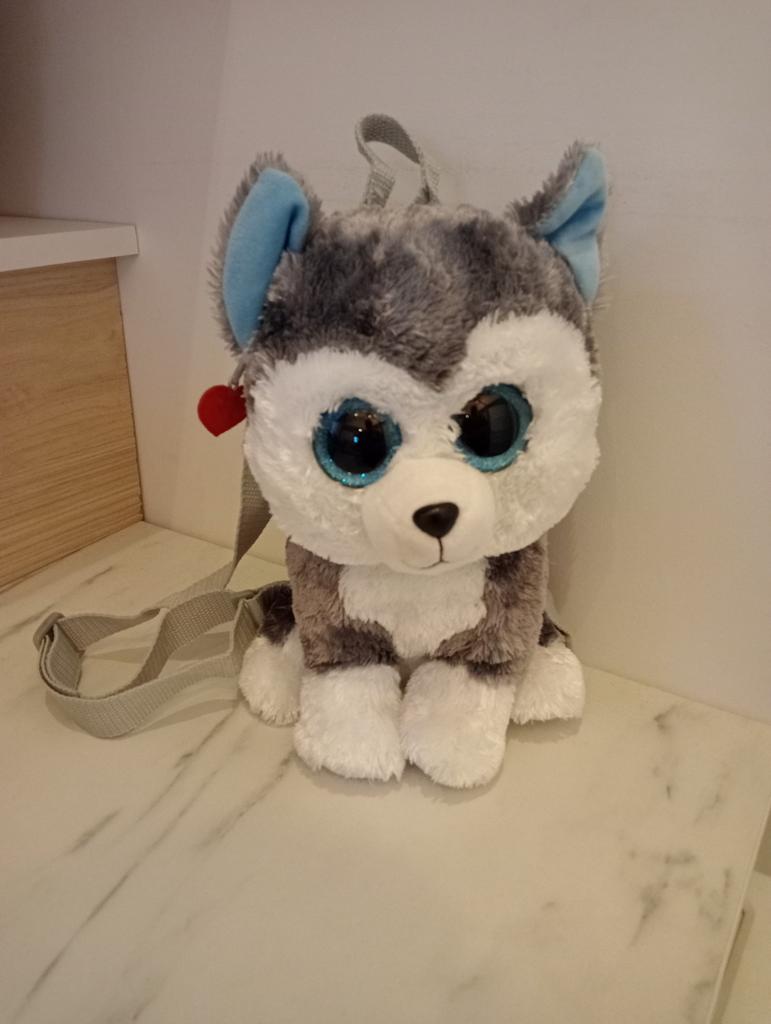 Ty rugzak husky hond knuffel grote ogen als nieuw, Ophalen of Verzenden, Zo goed als nieuw