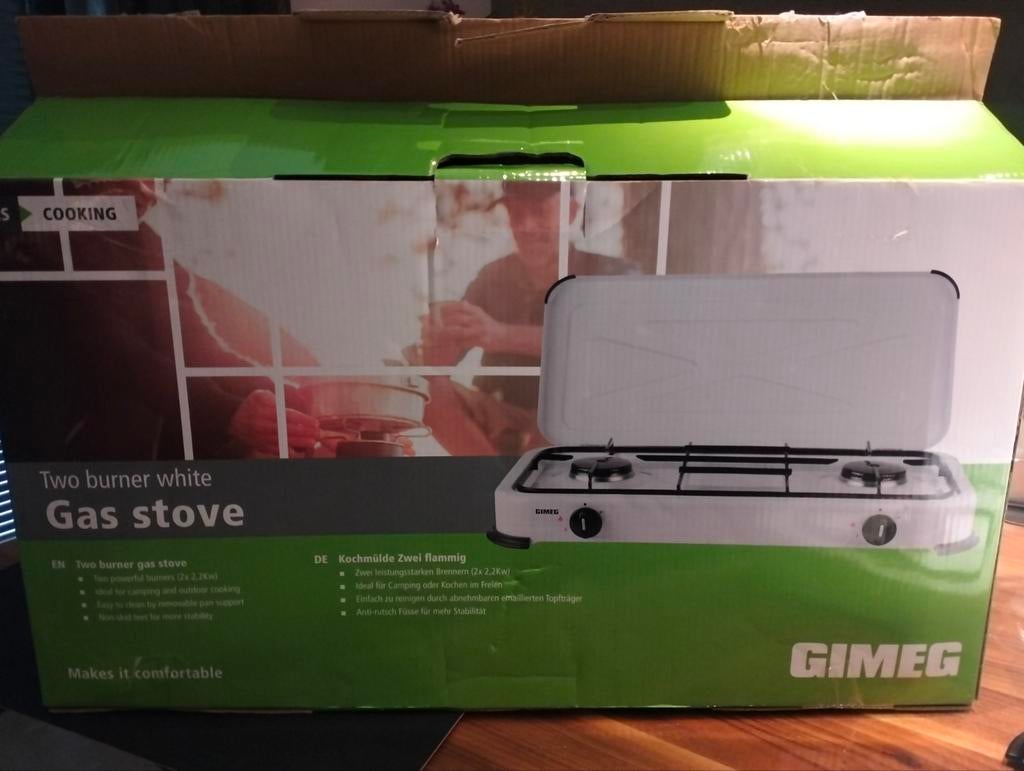 Gimeg tweepits gasfornuis wit, Ophalen of Verzenden