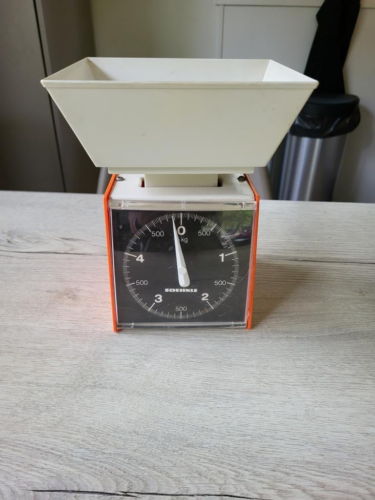 Oranje/witte Soehnle retro keukenweegschaal, Witgoed en Apparatuur, Weegschalen, Ophalen of Verzenden