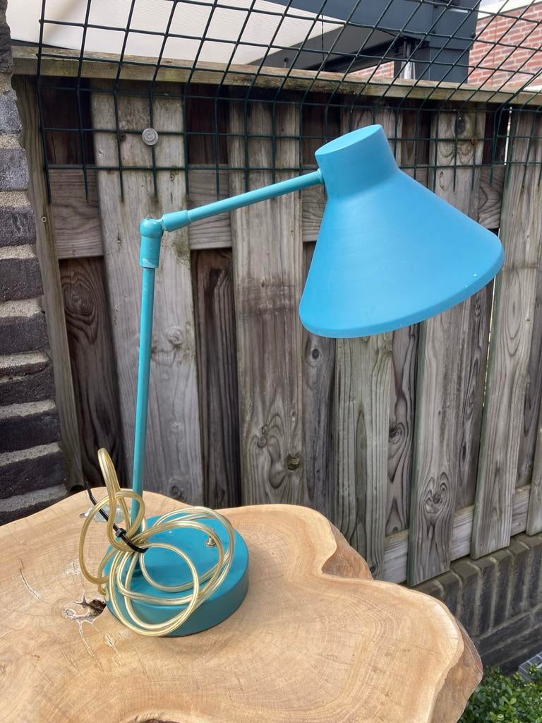 Vintage bureaulamp / tafellamp - turquoise, Ophalen of Verzenden, Gebruikt, Metaal, 50 tot 75 cm