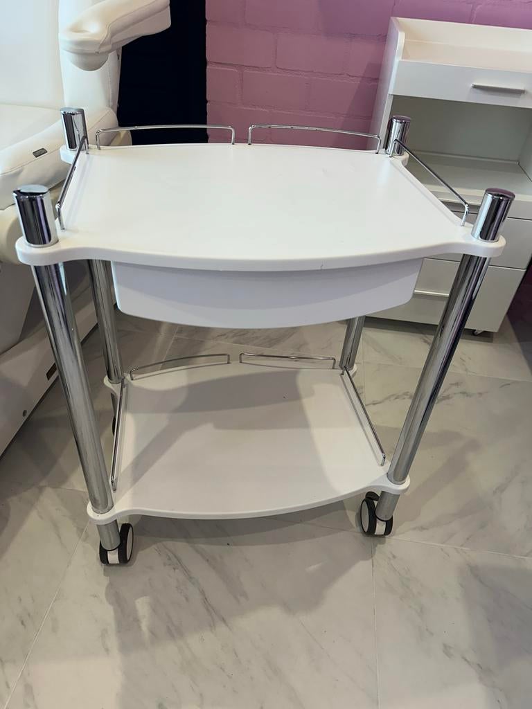 Witte verrijdbare trolley met 2 planken, Ophalen, Gebruikt