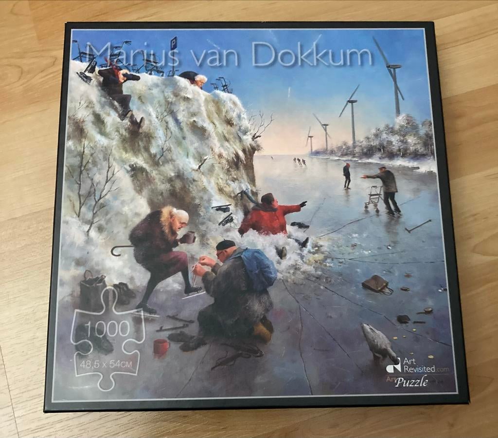 Legpuzzel 1000 stukjes Marius van Dokkum - Ijspret, Hobby en Vrije tijd, Ophalen of Verzenden, 500 t/m 1500 stukjes, Zo goed als nieuw