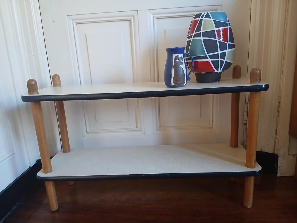Vintage stokkenrek/kast met formica, Met plank(en), Gebruikt, Vintage, Minder dan 100 cm