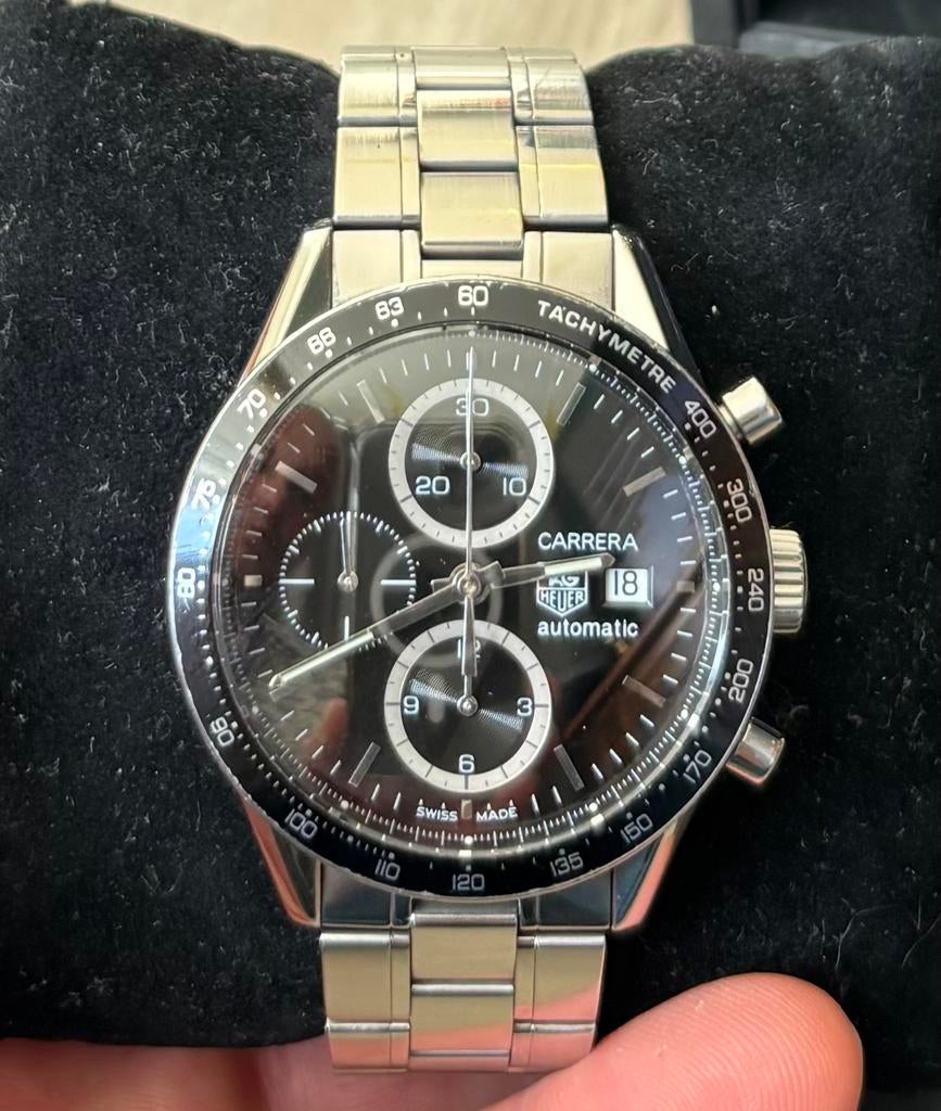 TAG Heuer Carrera calibre 16 Chrono Automatic, Ophalen, Staal, Polshorloge, Zo goed als nieuw
