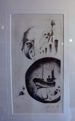 Abstracte ets , onduidelijk signatuur., Antiek en Kunst, Kunst | Etsen en Gravures, Ophalen of Verzenden