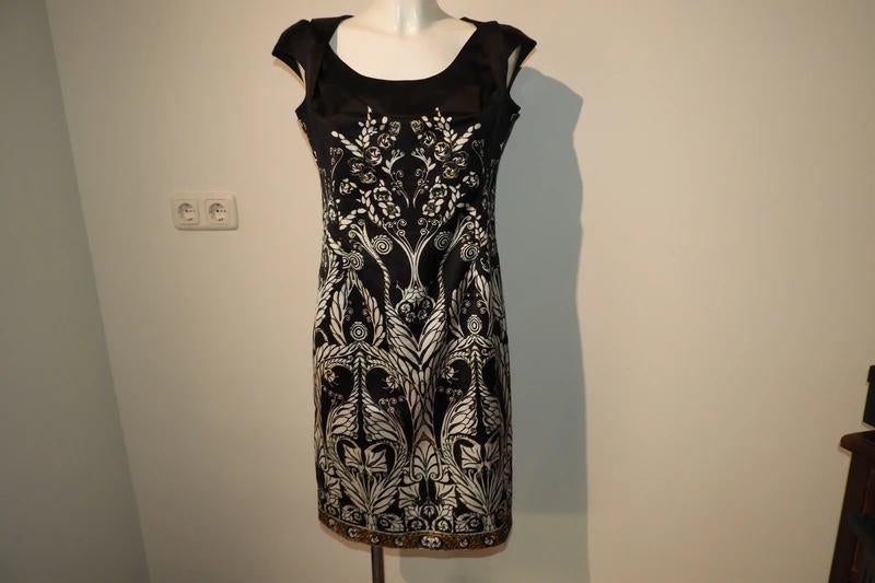 Cavalli prachtige satijn achtige jurk zwart wit printen It