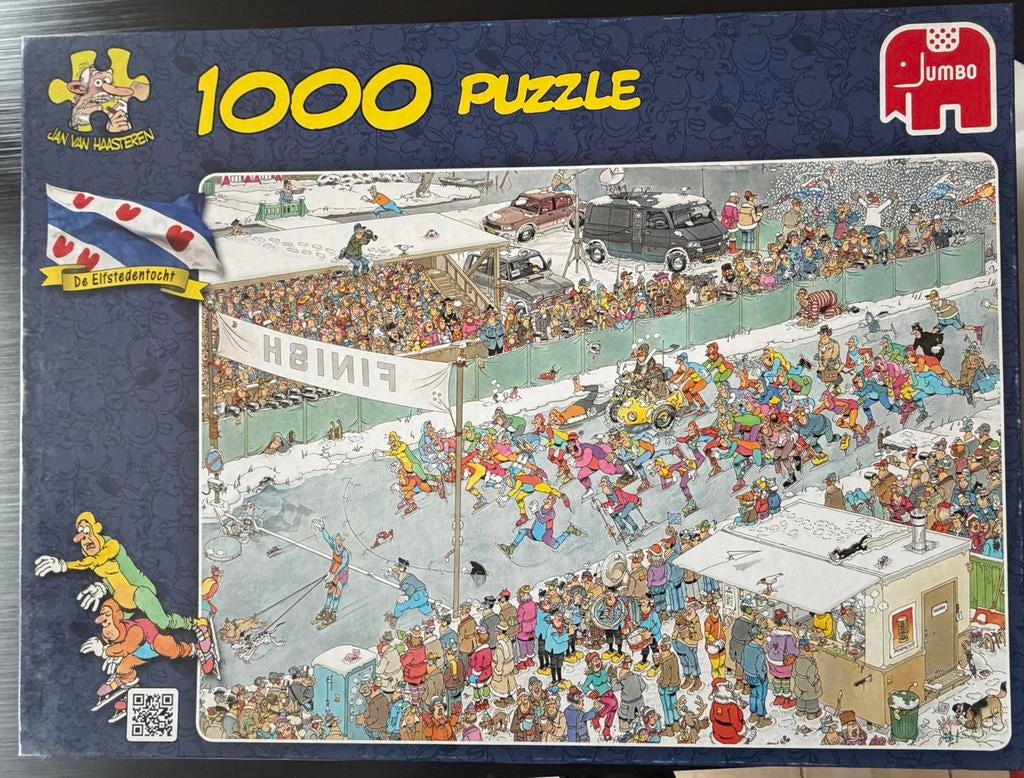 Jan van Haasteren puzzel, de Elfstedentocht. 1000 stukjes, Ophalen of Verzenden, 500 t/m 1500 stukjes, Gebruikt, Legpuzzel
