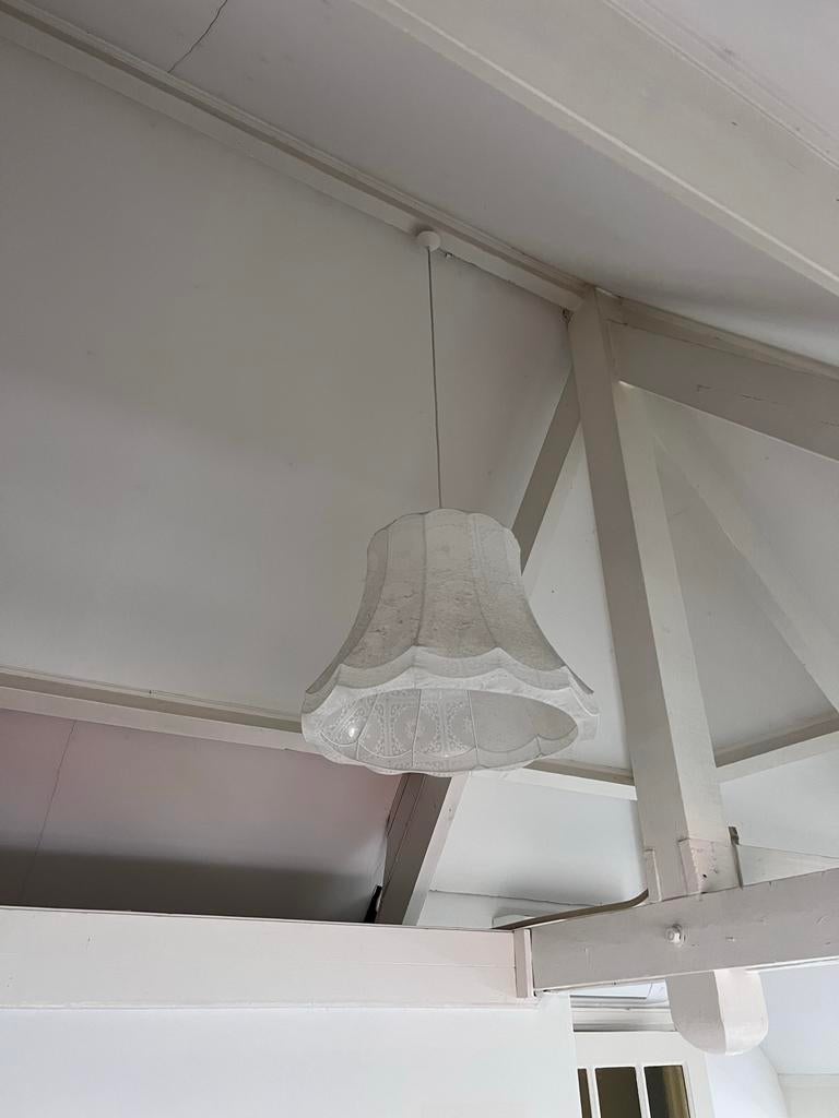 2 Witte lampenkappen Loods 5, ca. 60cm   Braderie print, Ophalen, Wit, Rond, Zo goed als nieuw