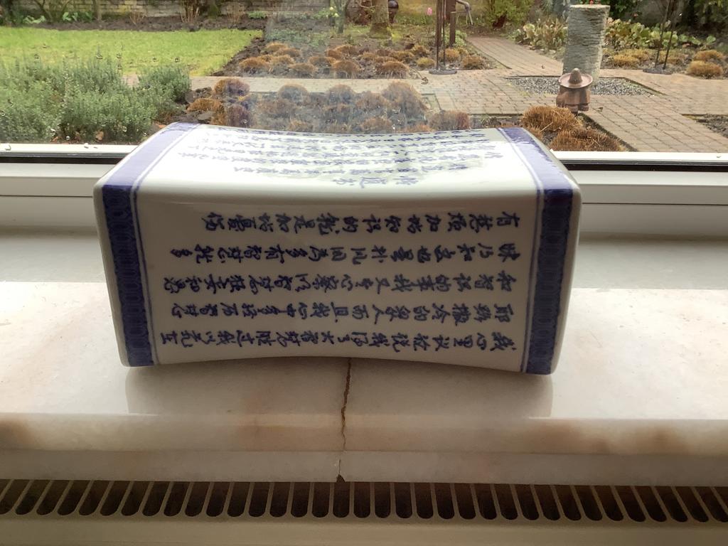 Chinees porseleinen hoofdkussen met blauw-wit decor, Antiek en Kunst, Ophalen of Verzenden