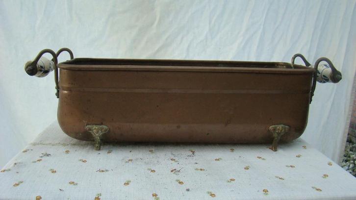 Koperen bloembak / helmkit, Antiek en Kunst, Antiek | Woonaccessoires, Ophalen of Verzenden