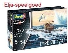 Modelbouw Revell Duitse duikboot TYPE VII C-41 1:350 - 5154, Hobby en Vrije tijd, Modelbouw | Boten en Schepen, Nieuw, 1:200 of kleiner