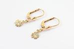 14 Karaat Gouden Klavertje Vier Oorbellen, Hangers, Ophalen of Verzenden, Zo goed als nieuw, Goud