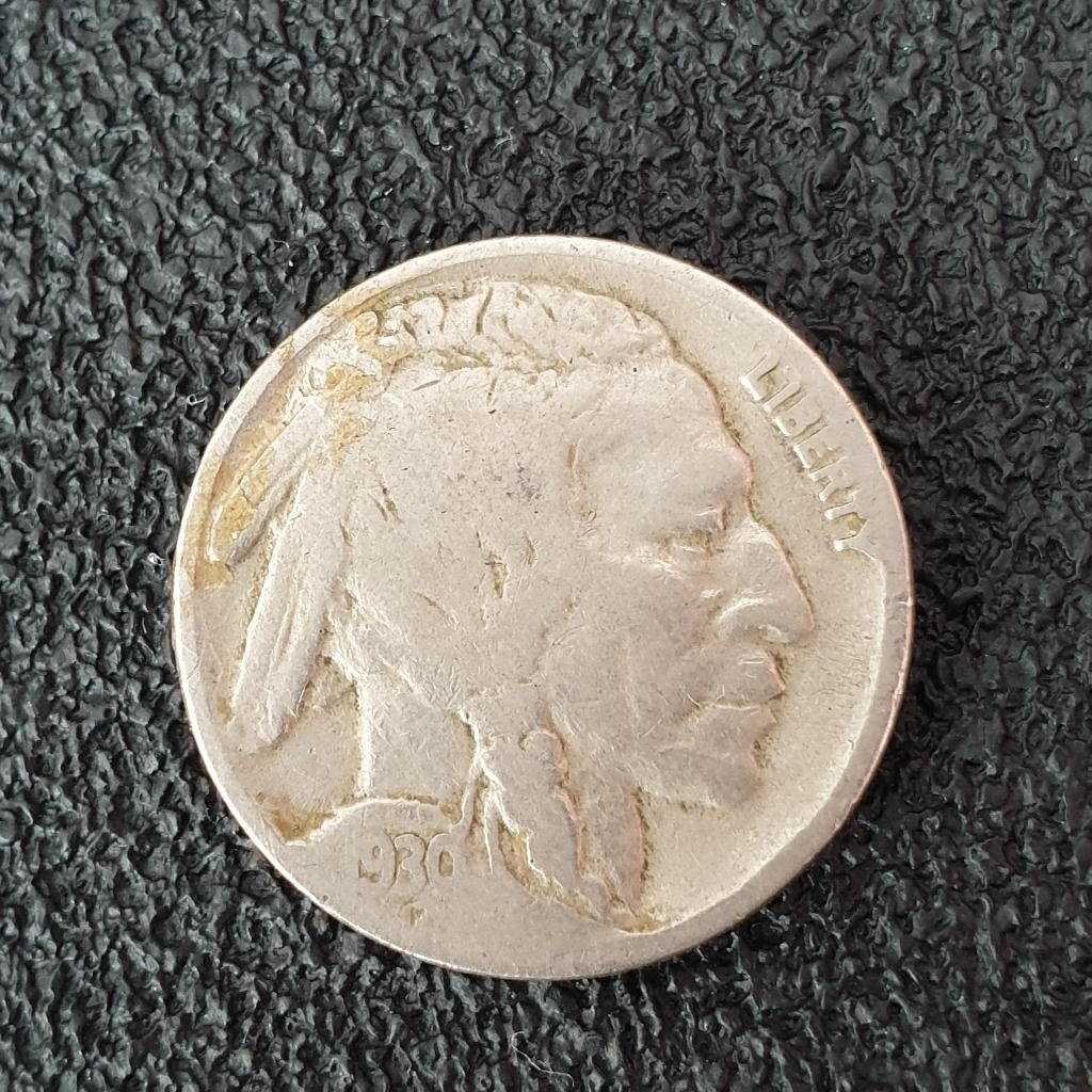 Vintage 1930 Buffalo Vijf cent Indiase USA, Postzegels en Munten, Munten | Amerika, Ophalen of Verzenden, Noord-Amerika, Losse munt