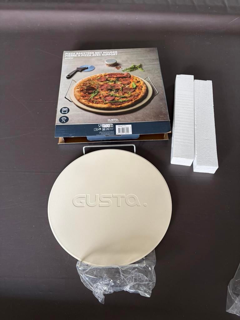 NIEUW - Gusta pizza baksteen met houder, Ophalen of Verzenden, Nieuw