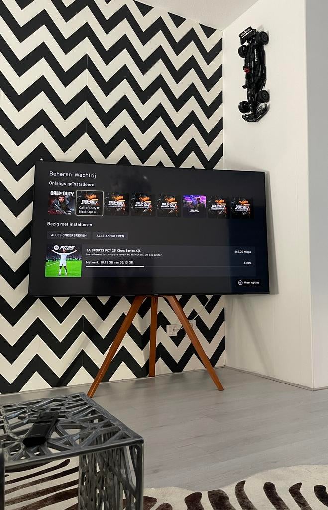 Houten tv standaard universeel, Ophalen, Gebruikt