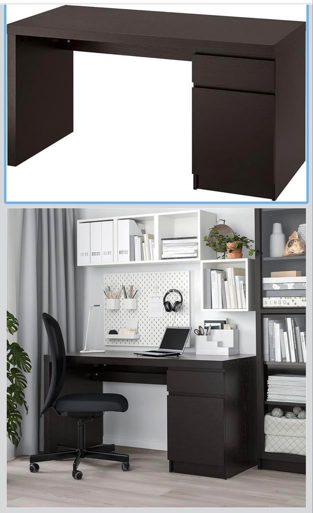 Bureau Ikea, Huis en Inrichting, Bureaus, Zwart, Gebruikt, Met lades, Spaanplaat of MDF