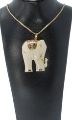 Olifant grote 14k gouden vintage ketting hanger dame heren, Voordeelsieraden, Verzenden, Zo goed als nieuw, Met edelsteen