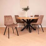 Ronde eettafel met 4 stoelen - Nieuwstaat (mei 2025), Ophalen of Verzenden
