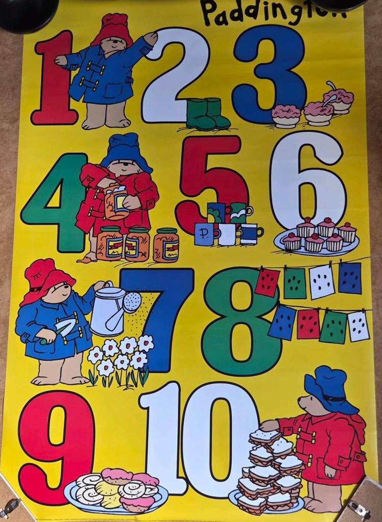 Vintage 90s Verkerke Poster van Paddington - 93x62cm, Verzamelen, Posters, Ophalen of Verzenden, A1 t/m A3