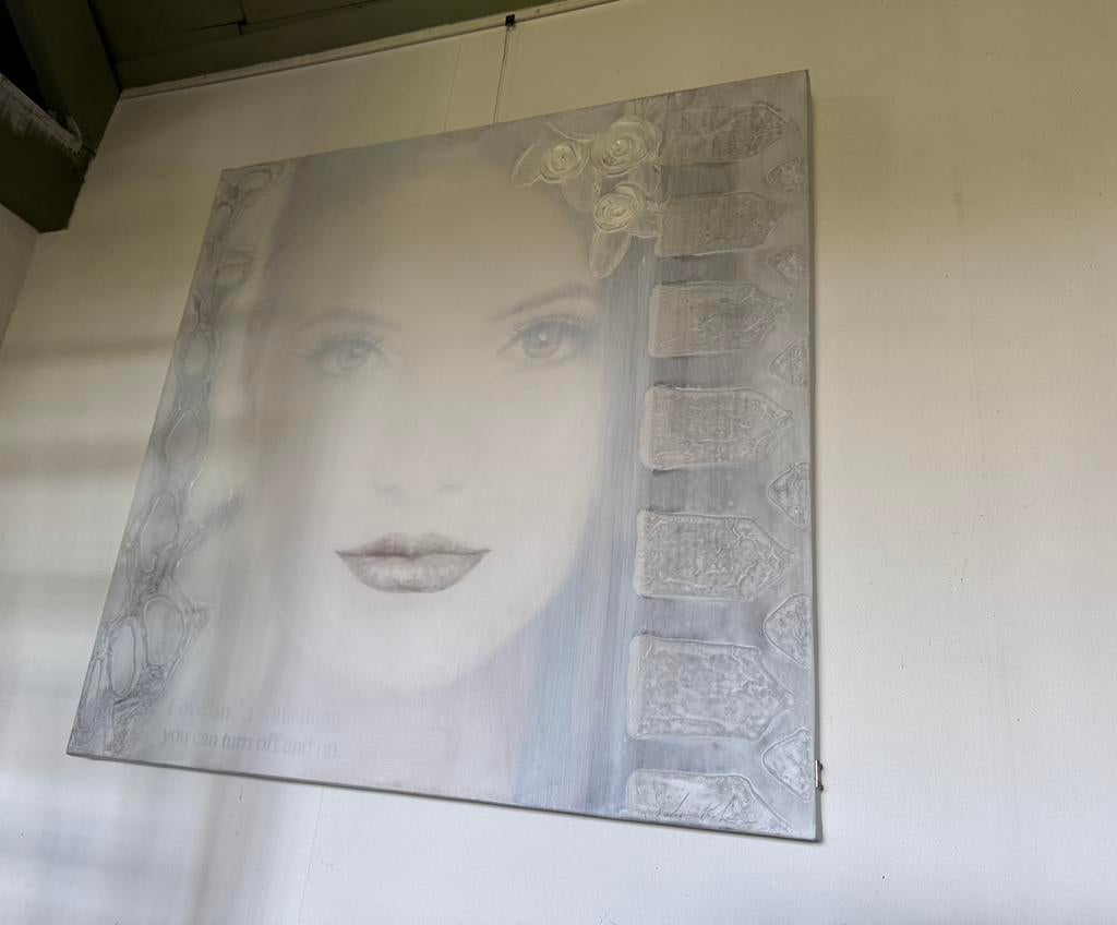 Sabine Kleiren. Schilderij vrouw (1x1m), Antiek en Kunst, Ophalen