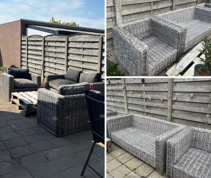 Mooie zware loungeset - bank en 2 stoelen, Tuin en Terras, Tuinsets en Loungesets, Ophalen, 4 zitplaatsen, Gebruikt, Loungeset