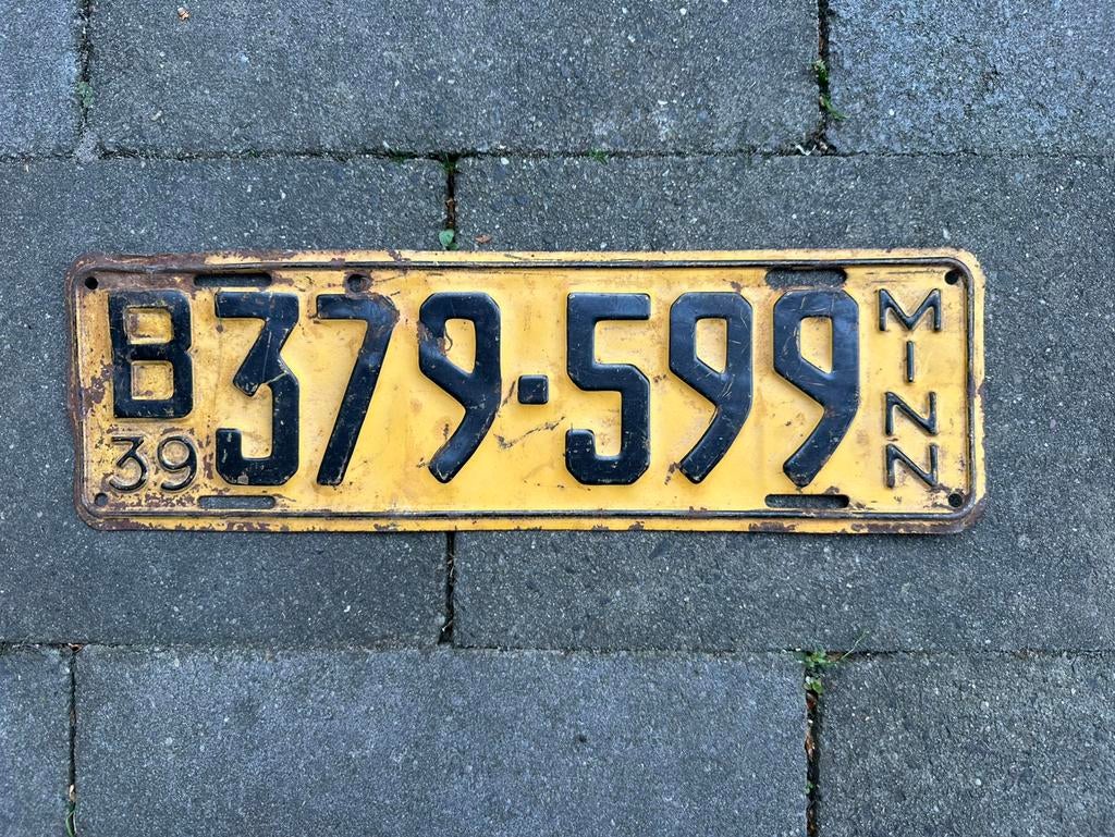 Te koop nummerbord uit 1939 uit Minnesota USA, Ophalen of Verzenden, Gebruikt