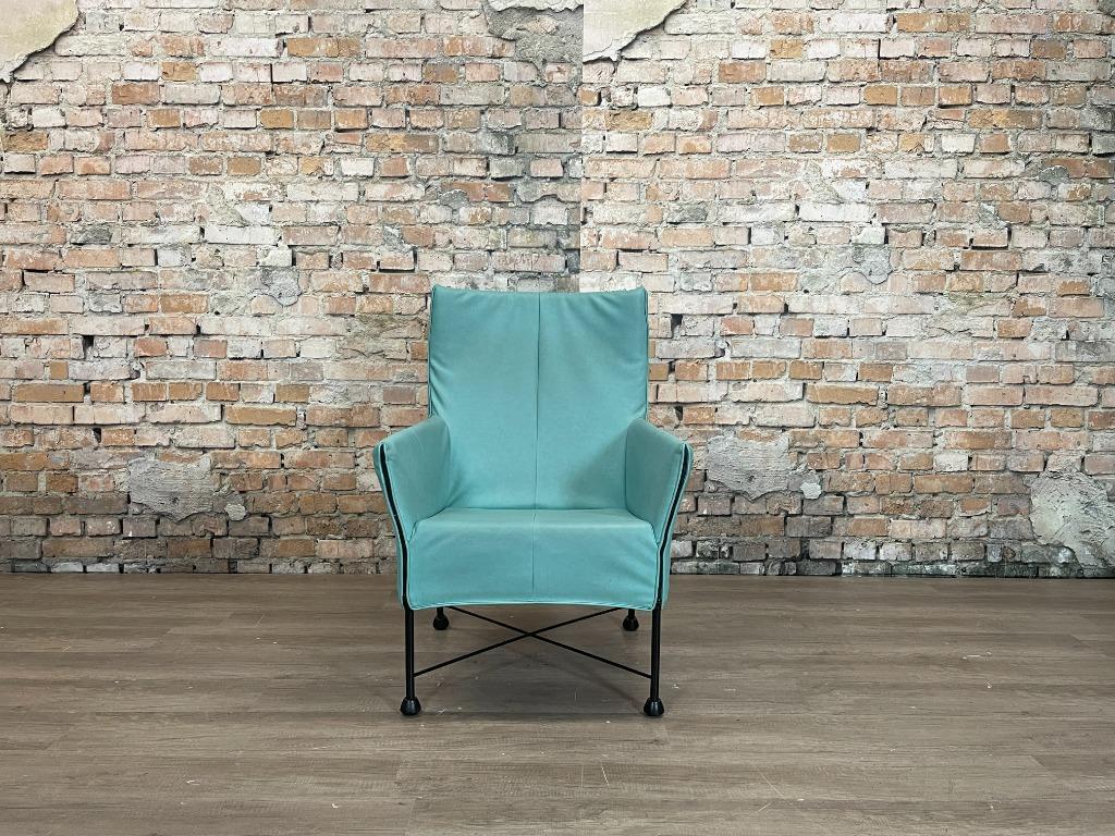 Montis Charly zeeblauw bij TheReSales, Huis en Inrichting, Fauteuils, Stof, Minder dan 75 cm, Ophalen of Verzenden, Zo goed als nieuw