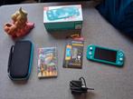 Nintendo Switch Lite Turquoise + RollerCoaster Tycoon, Sn, Met beschermhoes of tas, Turquoise, Sn