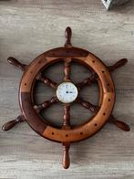 Houten scheepsstuurwiel met klok in zeer goede staat, Antiek en Kunst, Antiek | Klokken, Ophalen of Verzenden