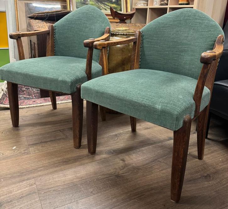 2 art deco Amsterdamse School stoelen door Pander, Huis en Inrichting, Stoelen, Gebruikt, Twee, Overige kleuren, Ophalen