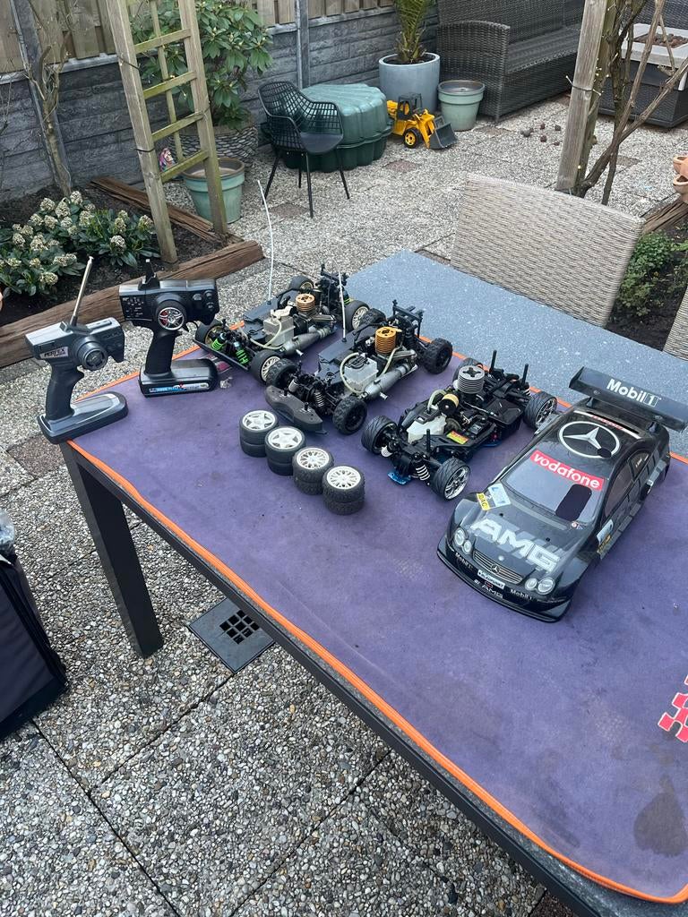 2x Kyosho 1x Carsson Nitro RC Auto's met afstandsbedieningen, Ophalen, Gebruikt, Schaal 1:10, Auto onroad
