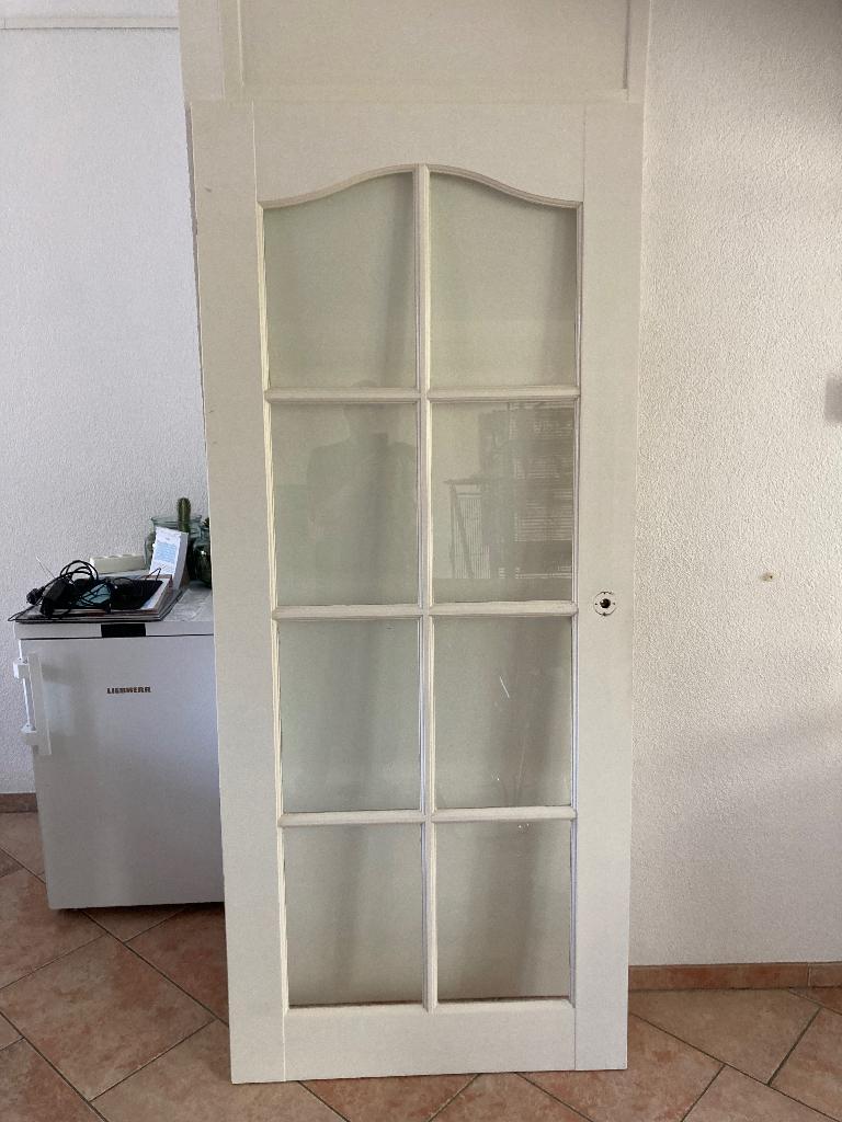 Binnendeur wit met venstertjes, Ophalen, Gebruikt, 80 tot 100 cm, Binnendeur