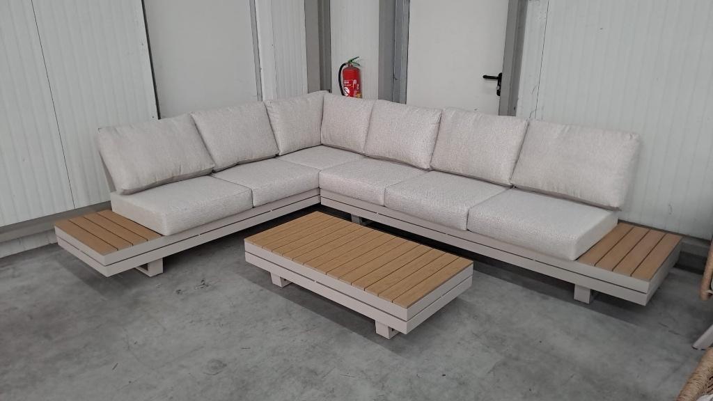 Vegas hoek loungeset beige | aluminium | 311x230cm, Ophalen, Aston Martinlaan 36, 3261LT Oud-Beijerland, 6 zitplaatsen, Bank