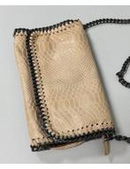 BORSE IN PELLE Italiaanse leren handtas slangenleer ketting, Schoudertasje, Beige, Ophalen of Verzenden, Zo goed als nieuw