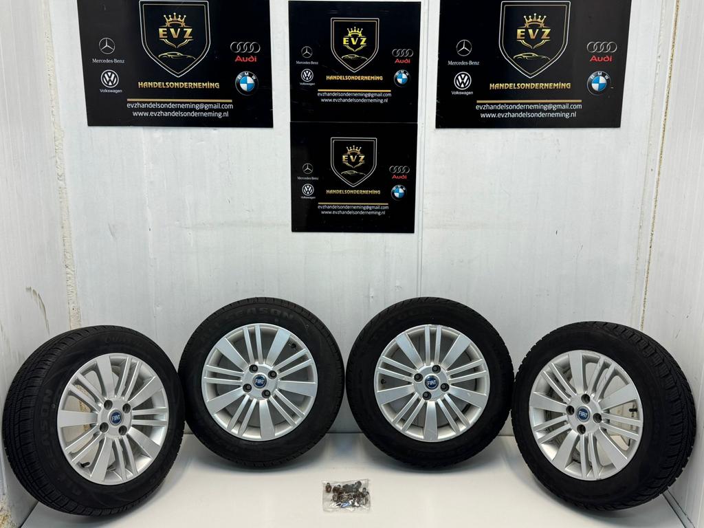 Org. Fiat Grande Punto velgen met All-Seasons175/65R15 4x100, Auto-onderdelen, Banden en Velgen, Gebruikt, 15 inch, 175 mm, Banden en Velgen