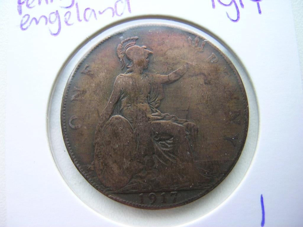 Penny 1917 Engeland (nr 1), Postzegels en Munten, Munten | Europa | Niet-Euromunten, Ophalen of Verzenden, Overige landen, Losse munt