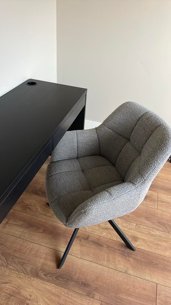 Grijze bureaustoel met teddy stof, Huis en Inrichting, Stoelen, Ophalen of Verzenden, Zo goed als nieuw, Eén, Stof