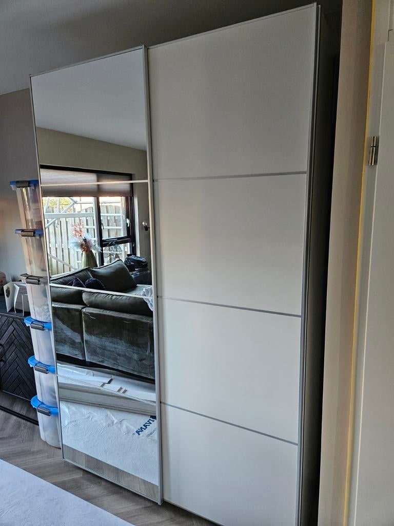 IKEA PAX kast met schuifdeuren en spiegel, Ophalen, Met deur(en), 200 cm of meer, 150 tot 200 cm