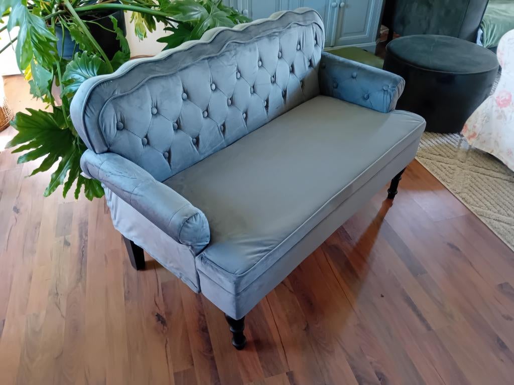 Stijlvolle fluwelen tweepersoonsbankje  Grijs nieuw, Huis en Inrichting, Banken | Sofa's en Chaises Longues, Nieuw, Tweepersoons