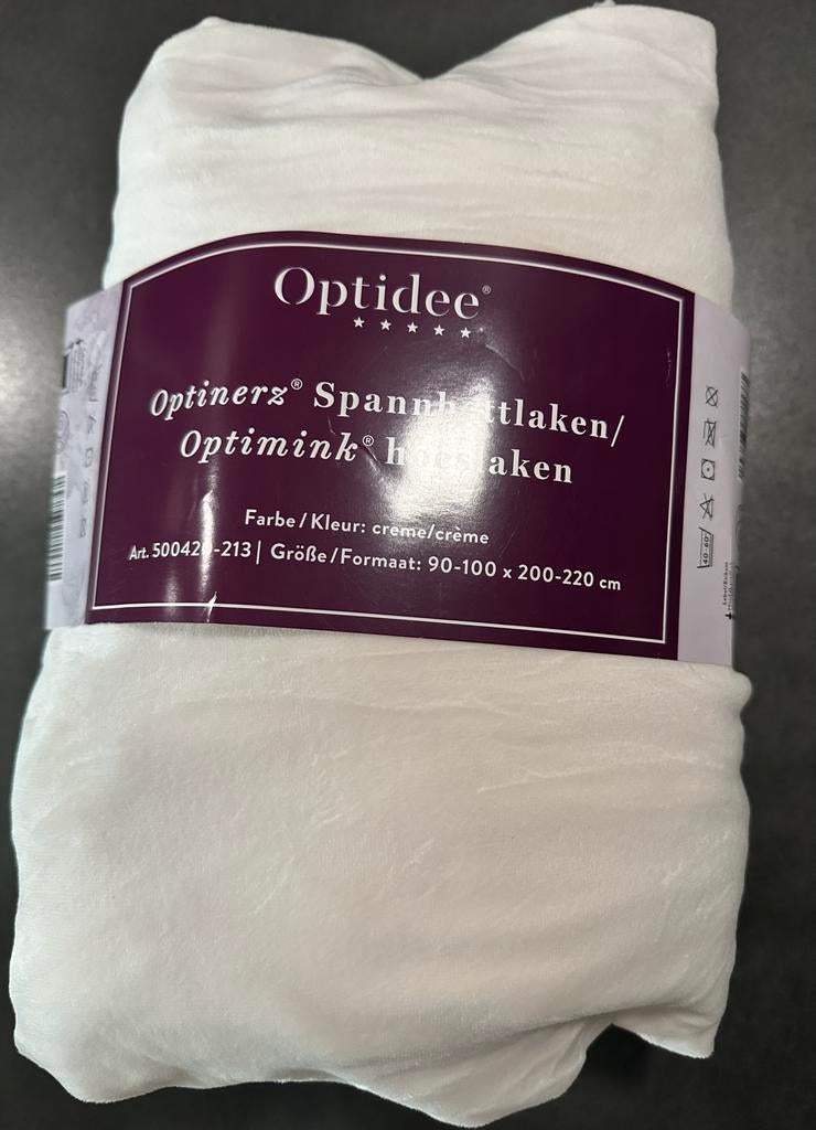 Optidee optimink hoeslaken 90x200 creme. Nieuw, Huis en Inrichting, Hoeslaken of Sloop, Nieuw, Ophalen of Verzenden, Overige kleuren