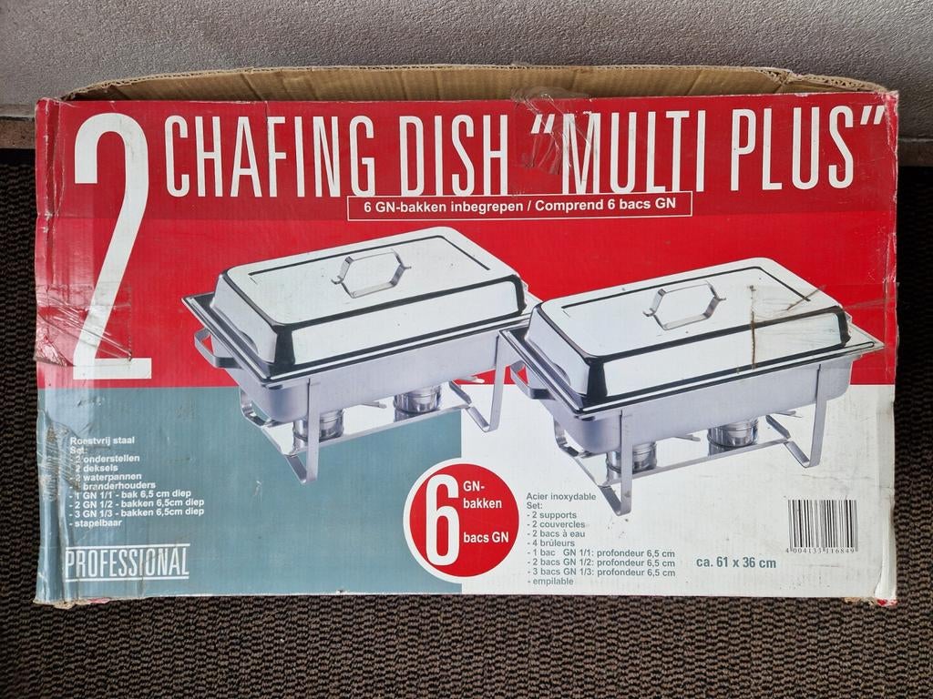 Rvs chafing dish "multi plus" warmhoud bakken., Huis en Inrichting, Keuken | Keukenbenodigdheden, Ophalen, Zo goed als nieuw