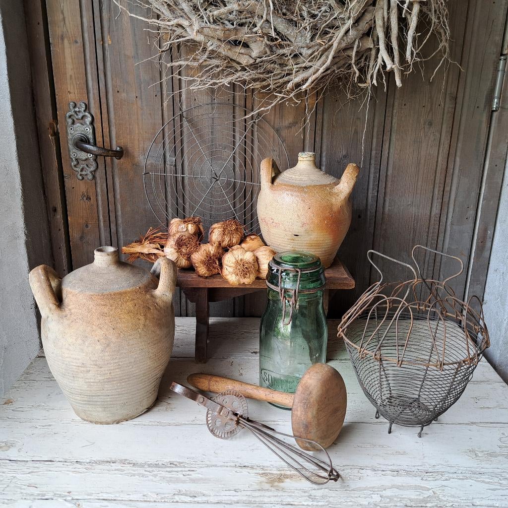 Oude Franse aardewerk kruik brocante olijfoliekruik *Etage3*, Huis en Inrichting, Woonaccessoires | Overige, Gebruikt, Ophalen of Verzenden