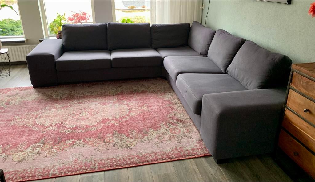 Hoekbank antraciet, Gebruikt, Hoekbank, 300 cm of meer, 75 tot 100 cm