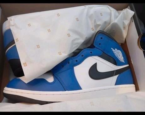 Air Jordan 1 Blauw/Wit/Zwart, Ophalen of Verzenden, Nieuw, Blauw