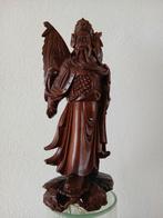 Chinees houten beeld generaal krijger Guan Yu met vleugels, Ophalen of Verzenden
