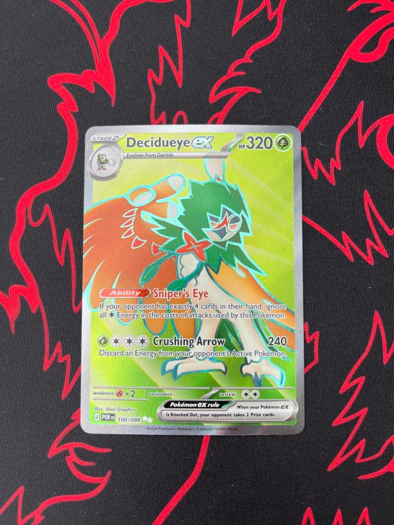 Decidueye ex 100/088 - Pokémon Kaart - Foil, Ophalen of Verzenden, Zo goed als nieuw, Losse kaart, Foil